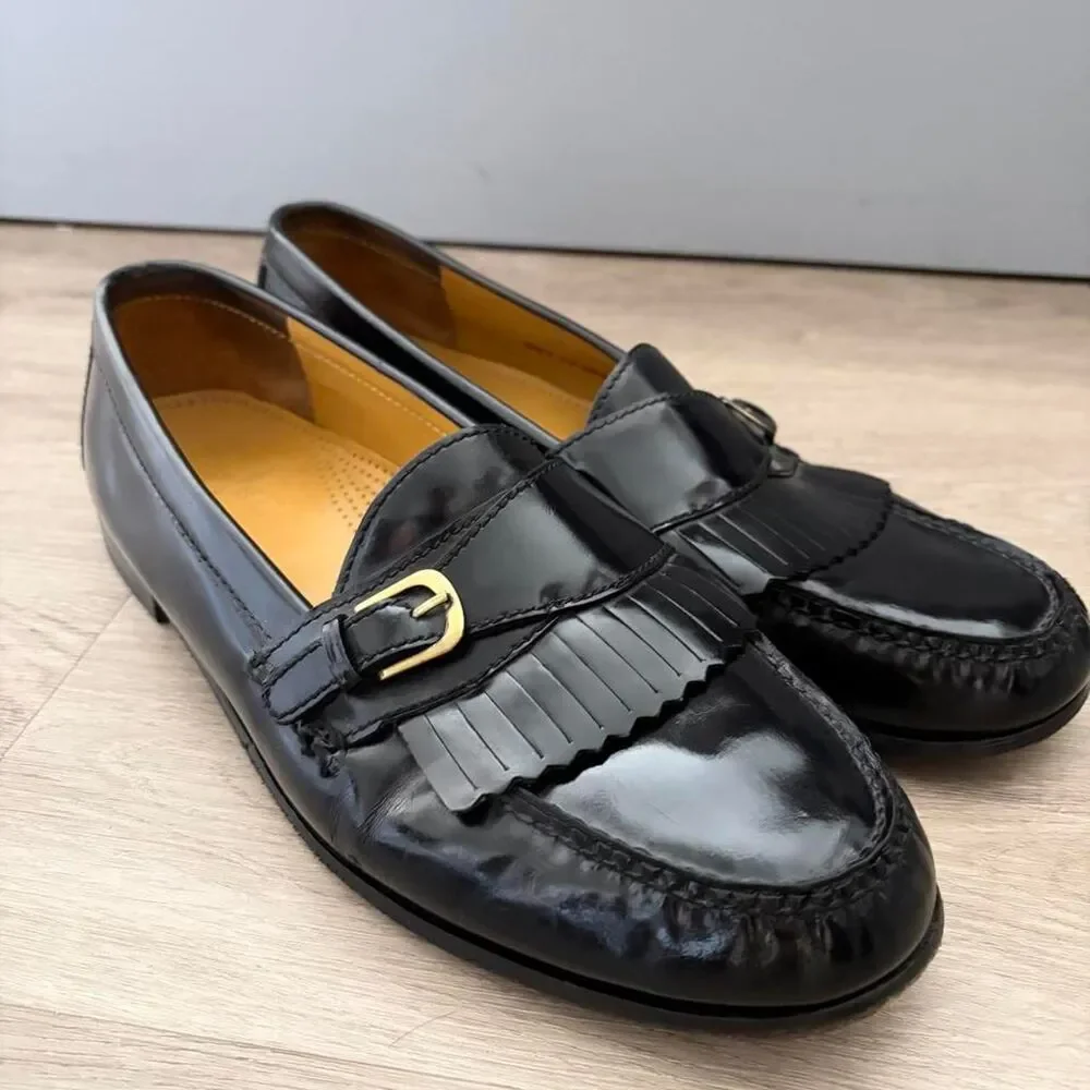 Cole Haan Black Kiltie Loafers with Buckle, Mens size 13